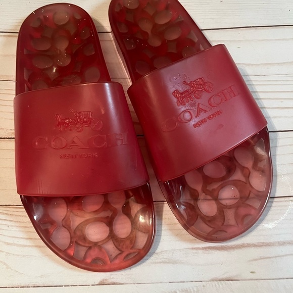 Coach Alyssa Pool Slides Pink Sz 8 Women - Picture 3 of 11